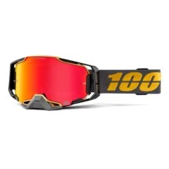 Mascherina 100% Armega Grigio Ocra Con Lente Specchiata HiPER Rossa