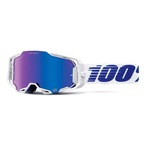 Maschera 100% Armega Bianco Blu Con Lente A Specchio HiPER Blu