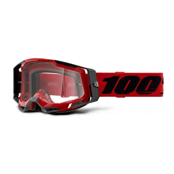 Maschera 100% Racecraft 2 Nero Rosso Con Lenti Nero Chiaro