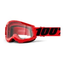 Maschera 100% Strata 2 Rosso Intenso Nero Con Lente Trasparente