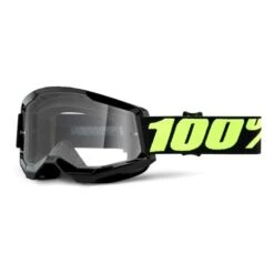 Maschera 100% Strata 2 Nero Giallo Fluo Con Lente Trasparente
