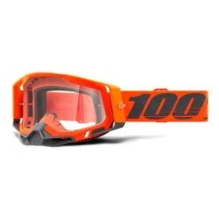 Maschera 100% Racecraft 2 Arancio Nero Con Lenti Trasparenti