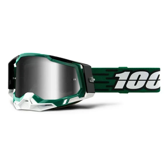 Maschera 100% Racecraft 2 Verde Menta Scuro Con Lente Specchiata Argento