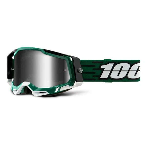 Maschera 100% Racecraft 2 Verde Menta Scuro Con Lente Specchiata Argento - immagine 2