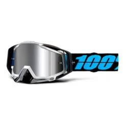 Maschera 100% Racecraft Plus Nero Blu Lente A Specchio Grigio