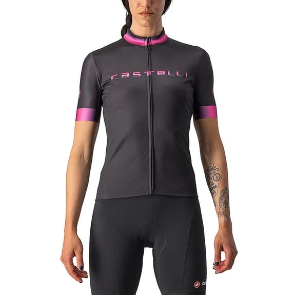 Maglia Castelli Gradient Manica Corta Nero Chiaro Rosa Donna