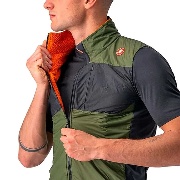 Gilet A Vento Castelli Unlimited Grigio Scuro Verde Olive Arancione - immagine 5