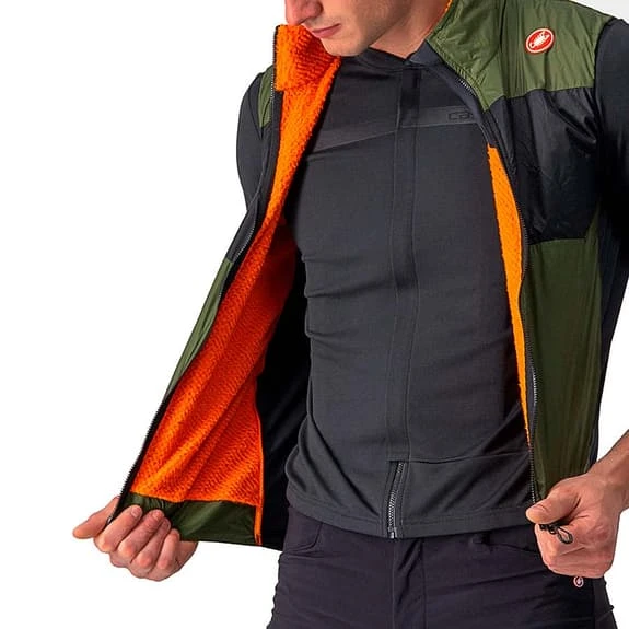 Gilet A Vento Castelli Unlimited Grigio Scuro Verde Olive Arancione - immagine 6