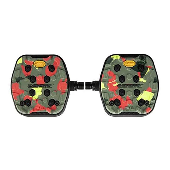 Pedali Look Trail Grip Verde Rosso Mimetica