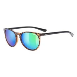 Occhiali Uvex LGL 43 Nero Leopardo Con Lente A Specchio Verde Blu