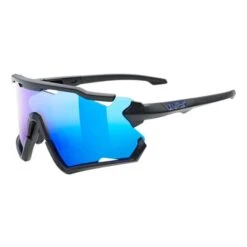 Occhiali Uvex Sportstyle 228 Nero Opaco Con Lenti A Specchio S2 Blu